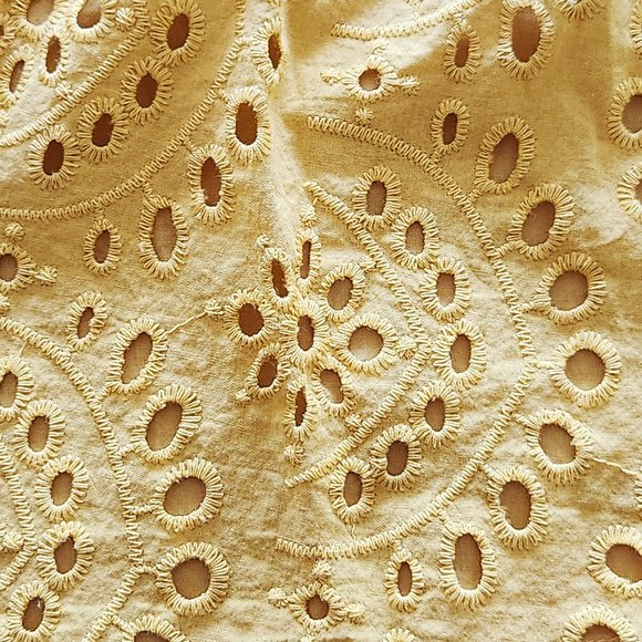 Banana Republic Lemon Yellow Cotton Eyelet Top Size L EUC - Picture 6 of 13
